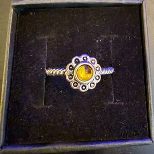 Pandora Silver Floral Ring with Yellow Center